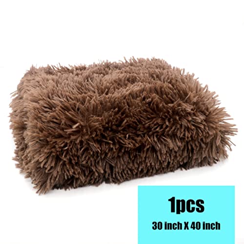 Pet Dog Bed Blankets, Fluffy Fleece Dog Throw Blankets Sleep Mat,Soft Puppy Blankets Cat Kitten, S M L XL,Fuzzy Reversible Sherpa Blanket for Bed, Couch, Sofa, Travel,Washable & Lightweight - color: Brown, size: 40 INCH X30 INCH