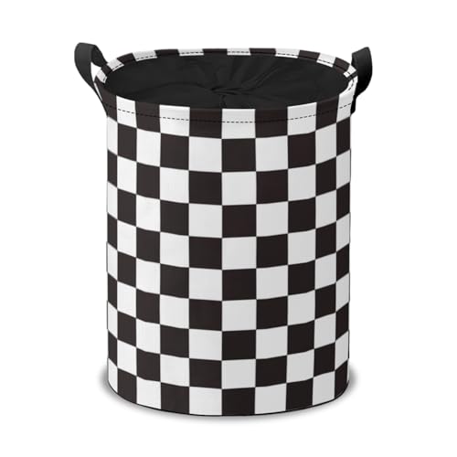 Black White Checkered Laundry Hamper Basket,Classic Black White Checker Collapsible Portable Laundry Bag,Storage Bins Baskets,Baby Laundry Basket,Toys Storage Basket,Gifts Basket, Bedroom Home Decor - color: Black and White Checkered