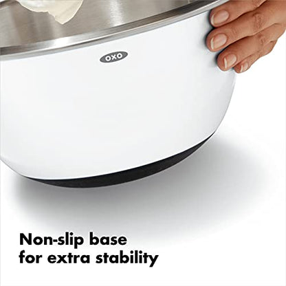 OXO Good Grips 3-Piece Stainless-Steel Mixing Bowl Set - color: White