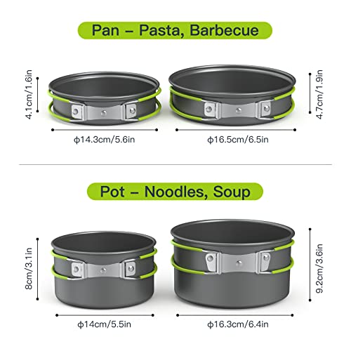 ACAGALA Portable Outdoor Tableware Camping Cookware 2-3 People Multifunctional Portable Cooking Set for Outdoor Stove