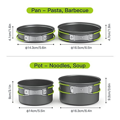 ACAGALA Portable Outdoor Tableware Camping Cookware 2-3 People Multifunctional Portable Cooking Set for Outdoor Stove