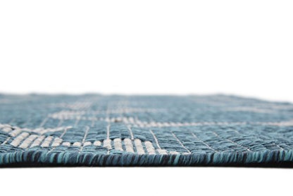 Unique Loom Outdoor Trellis Collection Area Rug (9' x 12' Rectangle, Teal/ Gray) - color: Teal/Gray, size: 9' x 12' (Rectangular)