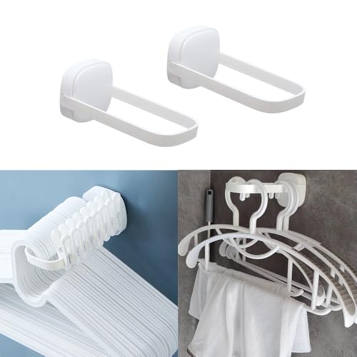 2 Pack Hanger Organizer Stacker Adhesive Foldable Clothes Hanger Holder Mini U Shaped Storage Stand Rack for Electric Dryer Closet Laundry Room Bathroom Washing Machine Organization