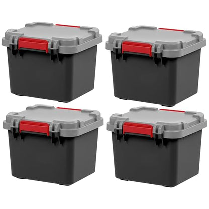 IRIS USA 4 Pack TrailBox, 8 Gallon Lockable Storage Trunk Box, Truck Bed Bin Heavy-Duty Containers Camping Gear, Adventure Chest - Dark Gray/Gray - color: Dark Gray, size: 8 Gal - 4 Pack