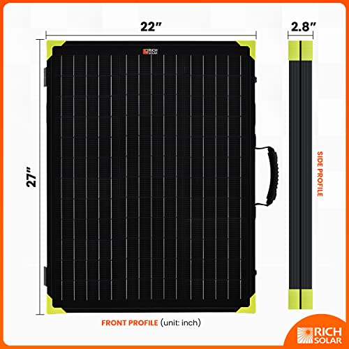 RICH SOLAR 100W Briefcase Solar Charging Kit Portable Solar Panel with 20A Charger Controller Built-in Robust Kickstand (100W+10A Controller)