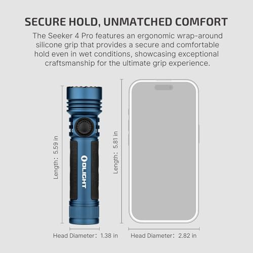 OLIGHT Seeker 4 Pro Rechargeable Flashlights, 4600 Lumens High Powerful Bright Light with USB C Holster, Waterproof IPX8 for Emergencies, Camping, Searching (Midnight Blue Cool White) - color: Midnight Blue
