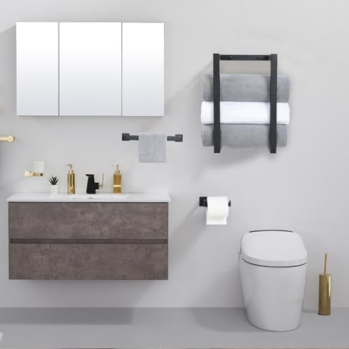 OTraki Towel Rack for Rolled Towels, Towel Racks for Bathroom Wall Mounted Towel Storage Organizer Holder & Towel Hanger & Toilet Paper Modern Bath Towel Holder for Small Space Bathroom Black (3 Pack) | Towel Racks for Bathroom Towel Storage Organizer Hol