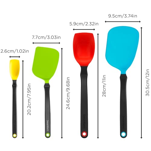 Dreamfarm Set of Essentials Silicone & Nylon Kitchen Utensils 4pc Set | Non-stick cookware safe, cooking, meal prep, and baking tools, includes Chopula, Mini Chopula, Supoon and Mini Supoon - size: 4 Piece Essential Set