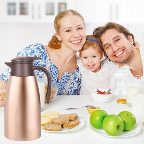 68oz Thermal Coffee Carafe, 2 Pack Airpot Insulated Coffee Urns Stainless Steel Vacuum Thermal Pot Dispenser for Coffee, Hot Water, Tea, Hot Beverage - Keep 12 Hours Hot, 24 Hours Cold (Rose Gold) - color: Gold Gold