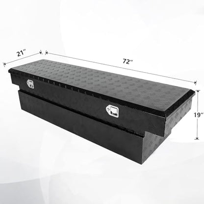 confote 71 Inch Heavy Duty Aluminum Stripes Plated Tool Box Pick Up Truck Bed RV Toolbox Waterproof Storage Organizer with Lock and Key,71"x 21"x 19"-Black
