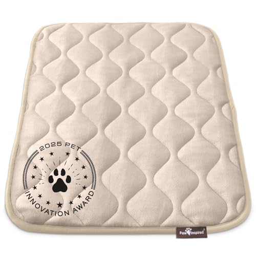 Paw Inspired Washable Padded Crate Mats for Dogs | 29” x 18” Pad, Fits 30-inch Kennels | Leakproof, Waterproof Bottom, Plush Pet Beds (Tan) - color: Tan, size: 30 Inch