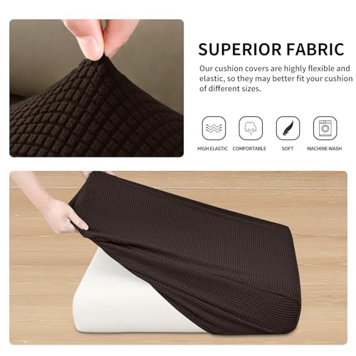 Easy-Going Stretch Individual Couch Cushion Cover Sofa Seat Furniture Protector Sofa slipcover Soft Flexibility with Elastic Bottom(2 Piece Cushion Sofa, Chocolate) - color: Chocolate, size: 2 Cushion Sofa