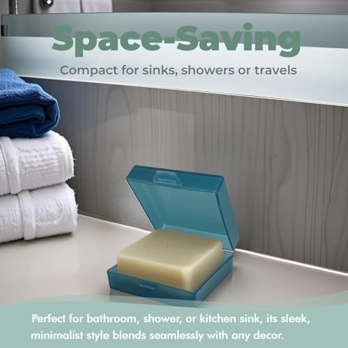 Soap Container, Shower Square Bar Holder Fit Handmade Soap, Travel Soap Case (Light Blue) - color: Light Blue