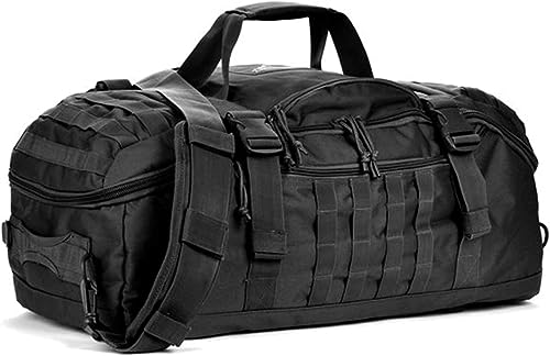 3 In 1 Military Backpack Travel Duffle Bag for Weekender Gym Traveling Workout Deployment - color: Black, size: Medium (45L)