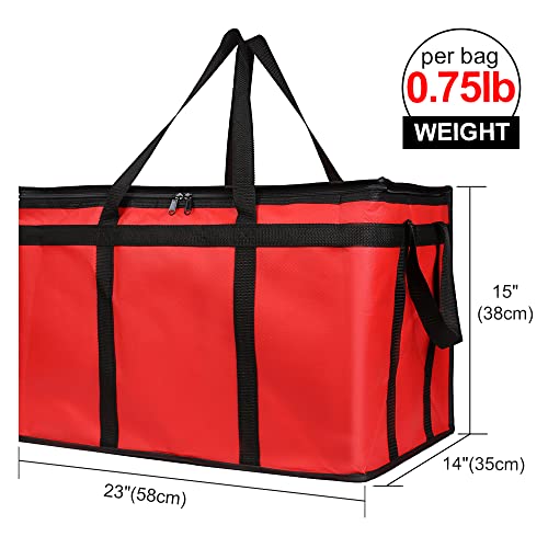 Bodaon 4-Pack Insulated Food Delivery Bag, XXX-Large Meal Grocery Tote Insulation Bag for Hot and cold Food, Commercial, Large Capacity Reusable Warming Bag, Red - color: Red, size: XXX-Large