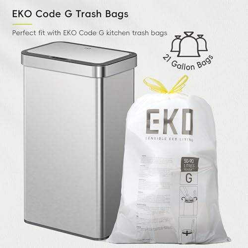 EKO Nova Sensor Trash Can, 21 Gallon/80 Liter Stainless Steel Rectangular Touchless Motion Sensor Trash Can, Matte Metallic - size: Nova 80L - Matte Metallic