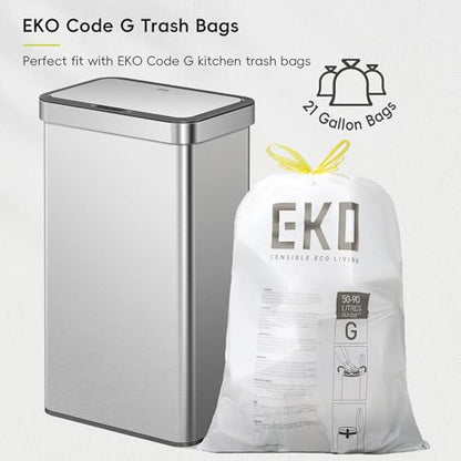 EKO Nova Sensor Trash Can, 21 Gallon/80 Liter Stainless Steel Rectangular Touchless Motion Sensor Trash Can, Matte Metallic - size: Nova 80L - Matte Metallic