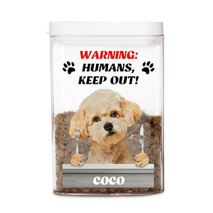 CALLIE Personalized Dog Food Storage Container, Airtight Cat Dog Treat Jar with Photo and Name, Pet Supplies Birthday Gift for Pet Owners Lovers, 6.3×4.13×3.35 Inch