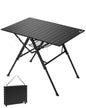 Sportneer Camping Table: 35.4"x23.6" Large Bi-Fold Portable Folding Table with Fast Open Design, 3 Adjustable Heights Aluminum Tabletop for Camping Picnics Fishing BBQs & Backyard Use - color: Black