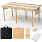 Geelin 36" x 18" Boho Picnic Table for 2 People Low Folding Portable Outdoor with Table Runner, Adjustable Legs, Blanket, and Waterproof Storage Bag for Couples Camping, Beach, BBQ, Backyard