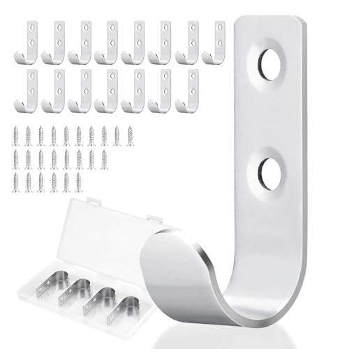 15 Pack U Shaped Wall Hooks for Hanging Coats Bags and Keys, Single Robe & Towel Hooks Stainless Steel Utility Hooks for Hats Indoor Outdoor. Silver. - color: Silver, size: 15 PCS