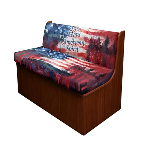 American Flag RV Dinette Cushion Covers Booth Set USA 250th Anniversary Camper Cushion Covers for RV Camper Sofa Including 1 Bench Cover and 1 Backrest Cover - color: 250th Anniversary American Flag Forest