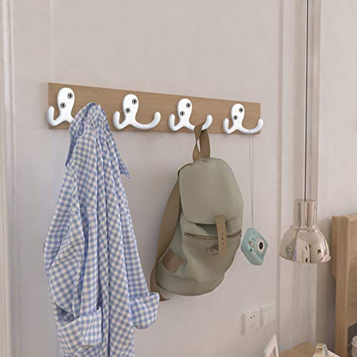 IBosins 8 Pack Heavy Duty Double Prong Coat Hooks Wall Mounted with 16 Screws Retro Double Hooks Utility Hooks for Coat, Scarf, Bag, Towel, Key, Cap, Cup, Hat - color: 8 Pcs White