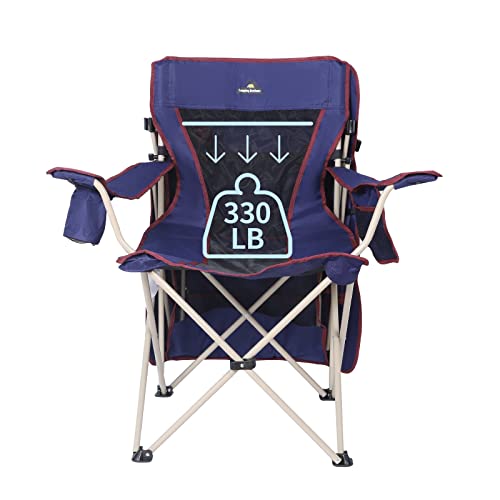 Camping Chair with Canopy - Beach Chair with Shade for Outdoor Use, Adjustable Sunshade, Cup Holder, Side Pockets - Heavy Duty Folding Chair Supports 330 lbs (Navy) - color: Navy