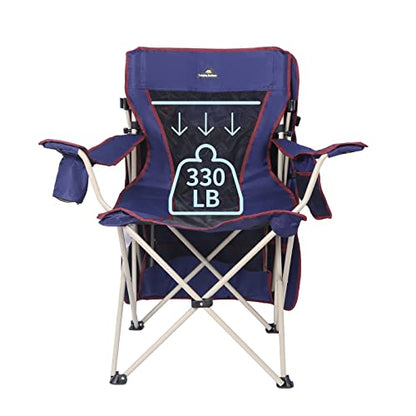 Camping Chair with Canopy - Beach Chair with Shade for Outdoor Use, Adjustable Sunshade, Cup Holder, Side Pockets - Heavy Duty Folding Chair Supports 330 lbs (Navy) - color: Navy