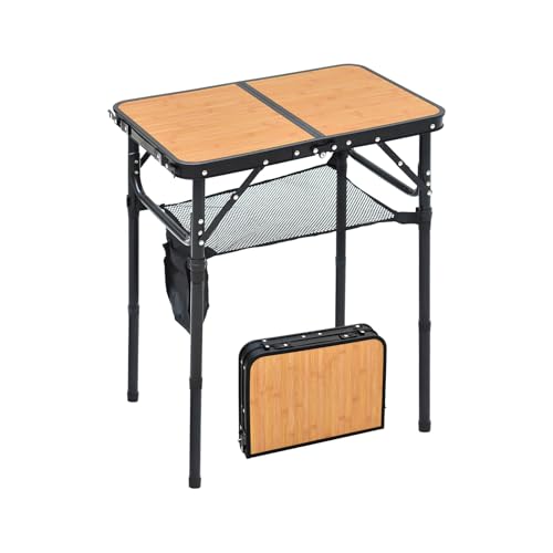 Mini Folding Camping Table - 2ft RV Space-Saving Table& Kids Toy/Learning Desk, Anti-Stain Desktop for Outdoor Glamping/Picnic/Patio & Indoor Decor (Retro Bamboo Pattern) - color: Retro Bamboo Pattern