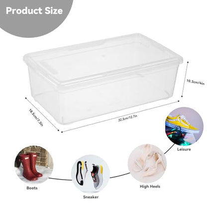 novelinks 8 Pack 6 Quart Clear Plastic Shoe Storage Bins with Lids (Clear) | Shoe Boxes Clear Plastic Stackable, Clear Shoe Storage Boxes, Shoe Containers, Shoe Bins, Craft Organizers and Storage - size: Clear 8Pack
