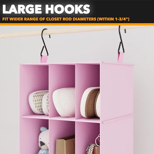 SpaceAid 2 Pack Hanging Closet Organizer and Storage with Dividers, 24 Compartments Hanging Shoe Shelves for Closet, Wardrobe, RV, Garment Rack - Pink - color: Pink