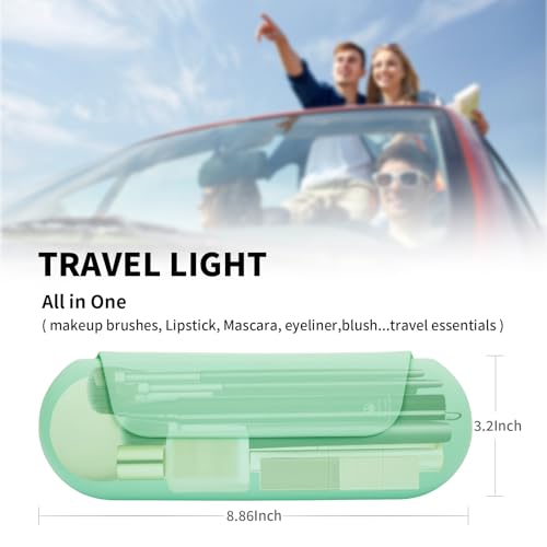 AGIKET Silicone Makeup Brush Holder Travel Cosmetic Bag：Soft Portable Cosmetic Face Brushes Holder with Upgrade Anti-Fall Out Magnetic Closure, Large Travel Makeup Brush Case - Green - color: Green, style: Brush Holder