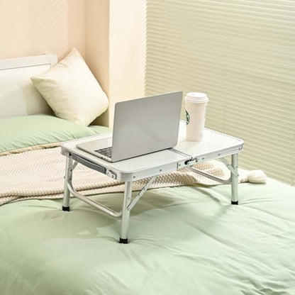 YihuiKo Folding Picnic Table, Small Camping Table with Adjustable Heights, Portable Lightweight Aluminum Side Table for Office, Beach, Garden, Travel - size: 23.6" x 15.8" x 24"