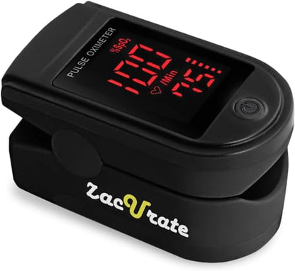Zacurate 500 Series Fingertip Pulse Oximeter Blood Oxygen Saturation Monitor with Silicon Cover, Batteries and Lanyard, Royal Black - color: Royal Black