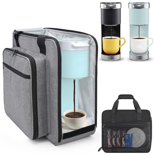 Anitor Portable Carrying Coffee Maker Travel Bag Match for Keurig K-Mini/K-Mini Plus/K-Express, Single Serve Coffee Machine Travel Bag with Padded Shoulder Straps Includes Multiple Storage Bags, Black - color: Grey