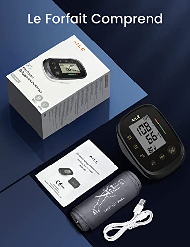 Blood Pressure Monitor,Aile Blood Pressure Machine Upper Arm Large Cuff(8.7"-16.5" Adjustable),Automatic high Blood Pressure Cuff for Home use (Black) - color: Black