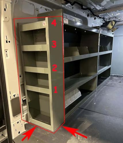 True Racks Van Shelving Storage Tower 40"" H x 13"" W x 9-1/4""D to fit Full Size Standard Roof Vans - GMC Savana, Chevy Express, Ford Econoline & Ford Transit Low Roof, Grey