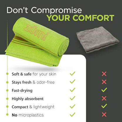 Zumi 100% Cotton Quick Dry Large Travel Towel - Soft, Thin, Compact, Highly Absorbent, Lightweight Camping Towel for Beach, Gym, Bath, Shower, Swimming, Dorm, RV - White - color: Large White