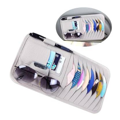 1 Pcs Grey Car Sun Visor Cd Holder, Car DVD Vehicle Visor Case,Fits for Most Car - color: Grey