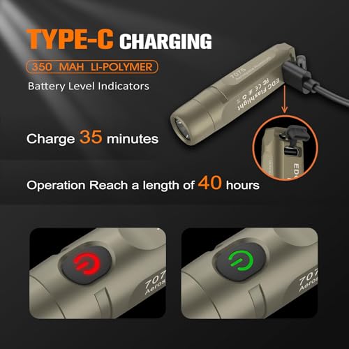 S15 Rechargeable Keychain Flashlight,650 High Lumen EDC Flashlight,Super Bright LED Mini Flashlight Be Suitable for Camping, Hiking,Outdoor Activities,Emergency（Khaki 6500K） - color: Khaki