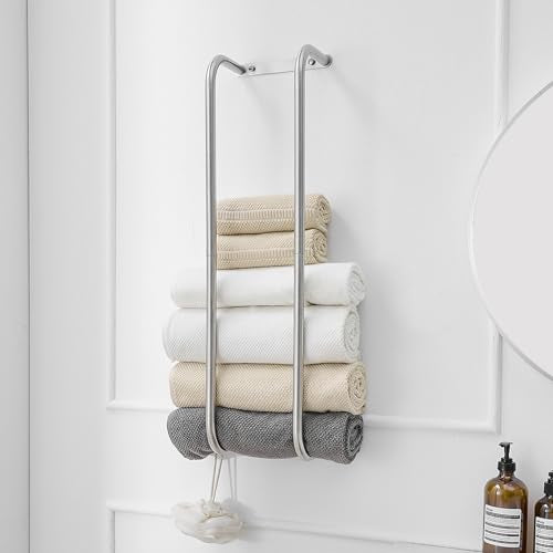 BWE Brushed Nickel Towel Racks for Bathroom, Wall Mounted Towel Rack for Rolled Towels, Bathroom Towel Storage, Stainless Steel Vertical Towel Holder, Bathroom Organizer - color: Brushed Nickel, size: 30 inch