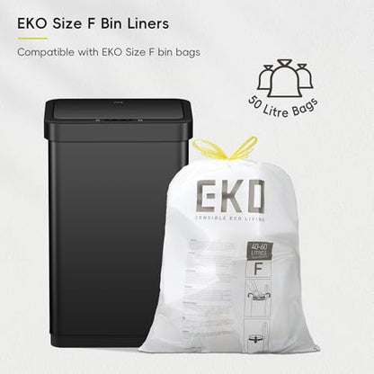 EKO EcoNova 13.2 Gallon/ 50L Automatic Sensor Kitchen Trash Can, Stainless Steel Touchless Garbage Bin with Soft-Close &Stay-Open Lid, Fingerprint-Resistant, Matte Black - size: Nova 50L- Matte Black