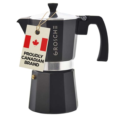 GROSCHE Milano Stovetop Espresso Maker Moka Pot 9 espresso Cup, 15.2 oz, Black. Cuban Coffee Maker Stove top coffee maker Moka Italian espresso greca coffee maker brewer percolator - color: Black, size: 9 espresso cups