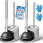 FORASTO 2Pack 2 in 1 Toilet Brush and Plunger Set,Clean Gloves, Extended Handle Plunger，Toilet Bowl Brush Plunger Set,Bathroom Cleaning Tools,Toilet Brush Plunger Combo,Cleaning Brush(Charcoal Gray) - color: Charcoal Gray