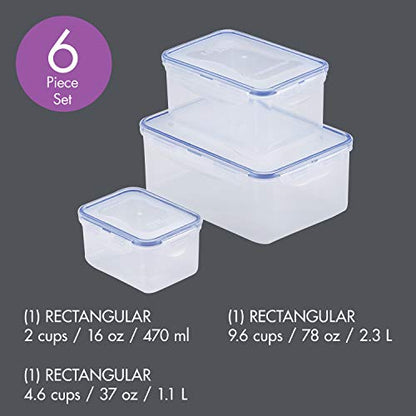 Lock & Lock Assorted Food Storage Container Set (6-Piece) - size: 6 Piece - Rectangle Set