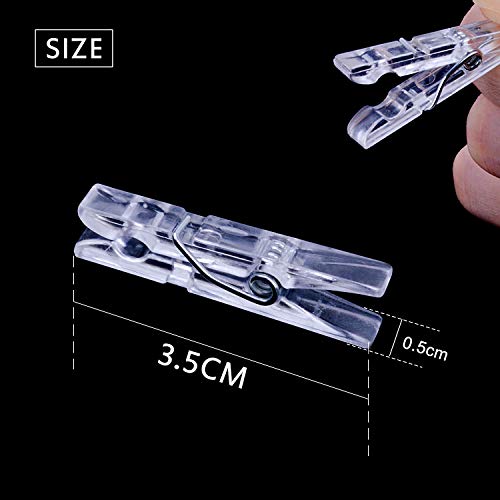 Jdesun 50 Pieces Photo Clips,Mini Plastic Picture Paper Clip Clothespins Peg for Office,Home,Arts - color: Clear White