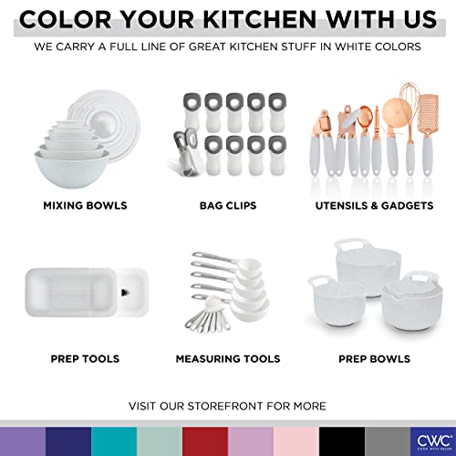COOK WITH COLOR Mixing Bowls with TPR Lids - 12 Piece Plastic Nesting Bowls Set includes 6 Prep Bowls and 6 Lids, Microwave Safe Mixing Bowl Set (Speckled White) - color: Speckled White TPR Lids