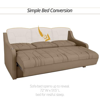 De Leon Console DX RV Sofa Bed, 72" Wide, Ultimate Leather, Light Sand - color: Light Sand, size: 72"