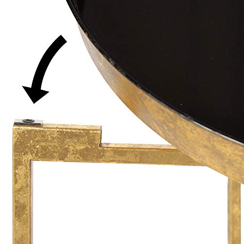Kate and Laurel Celia Metal Foldable Round Accent Table, 18.25" x 18.25" x 22", Black Surface and Gold Frame, Modern Minimalist Design and Detachable Magnetic Tabletop - color: Gold/Black